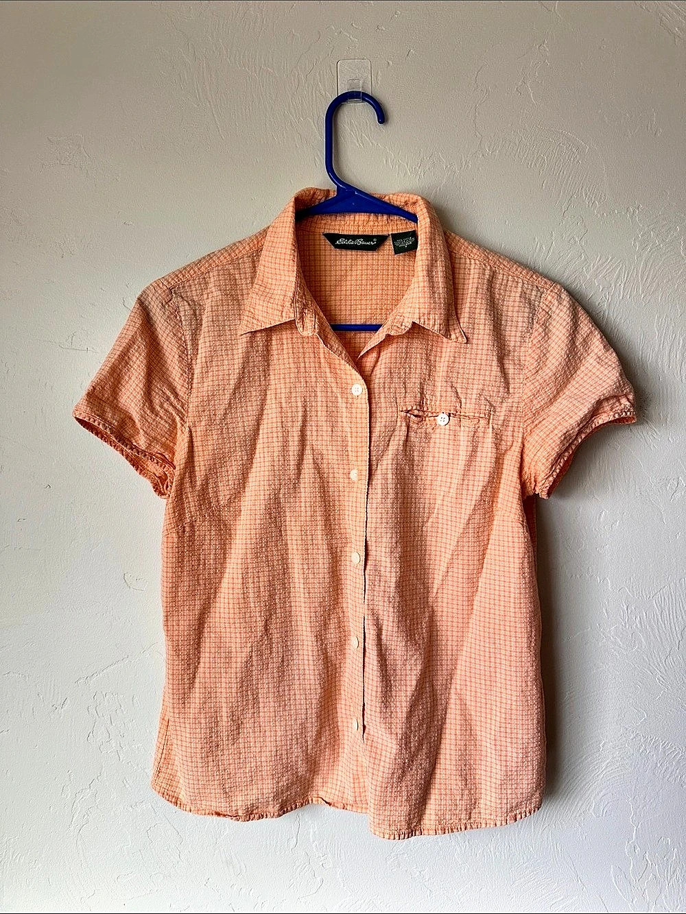 Eddie Bauer Checkered Button Down Shirt in Orange